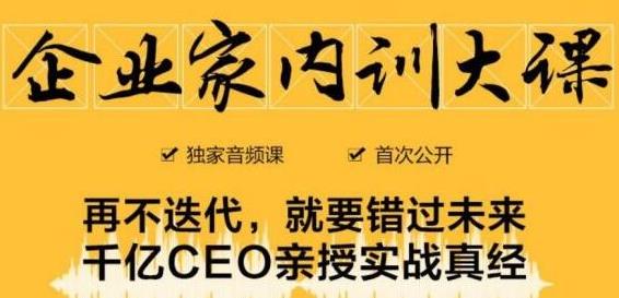 企业家内训大课，未来企业必学经验，价值1299元-52资源库