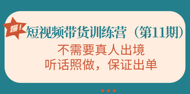 视频带货训练营，不需要真人出境，听话照做，保证出单（第11期）-52资源库