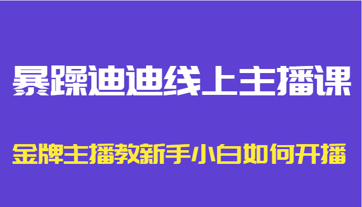 暴躁迪迪线上主播课，金牌主播教新手小白如何开播-52资源库