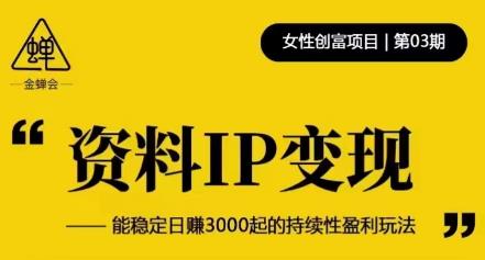 资料IP变现，能稳定日赚3000起的持续性盈利玩法-52资源库