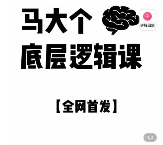 马大个·底层逻辑课，51节底层逻辑智慧课-价值1980元-52资源库