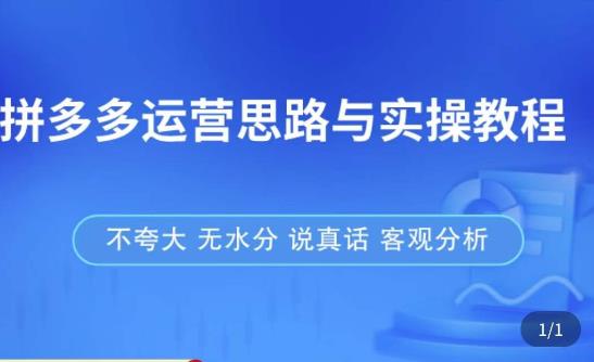 拼多多店铺运营思路与实操教程，快速学会拼多多开店和运营，少踩坑，多盈利-52资源库