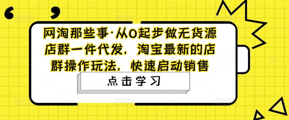 网淘那些事·从0起步做无货源店群一件代发，淘宝最新的店群操作玩法，快速启动销售-52资源库