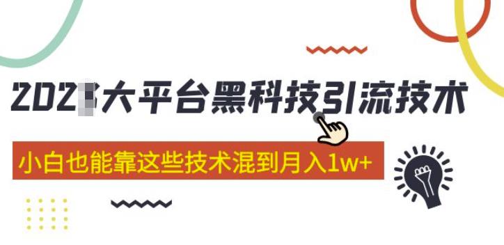 大平台黑科技引流技术，小白也能靠这些技术混到月入1w+(2022年的课程）-52资源库