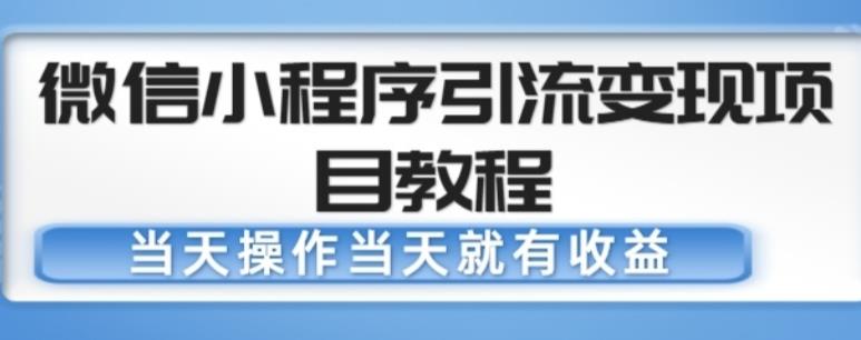 微信小程序引流变现项目教程，当天操作当天就有收益，变现不再是难事-52资源库