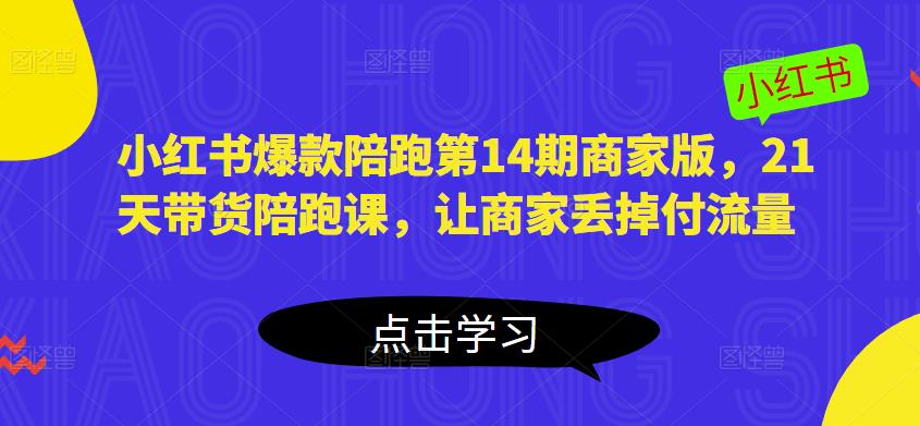 小红书爆款陪跑第14期商家版，21天带货陪跑课，让商家丢掉付流量-52资源库