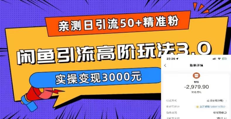 亲测日引50+精准粉，闲鱼引流高阶玩法3.0，实操变现3000元【揭秘】-52资源库