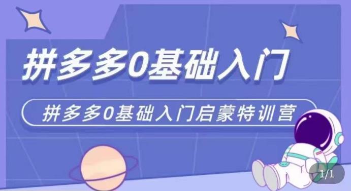 拼多多运营0-1实操特训营，拼多多0基础入门，从基础到进阶的可实操玩法-52资源库