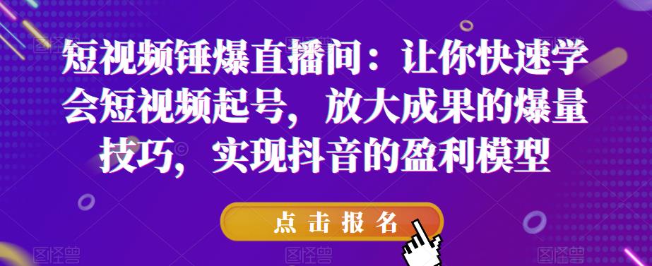 短视频锤爆直播间：让你快速学会短视频起号，放大成果的爆量技巧，实现抖音的盈利模型-52资源库