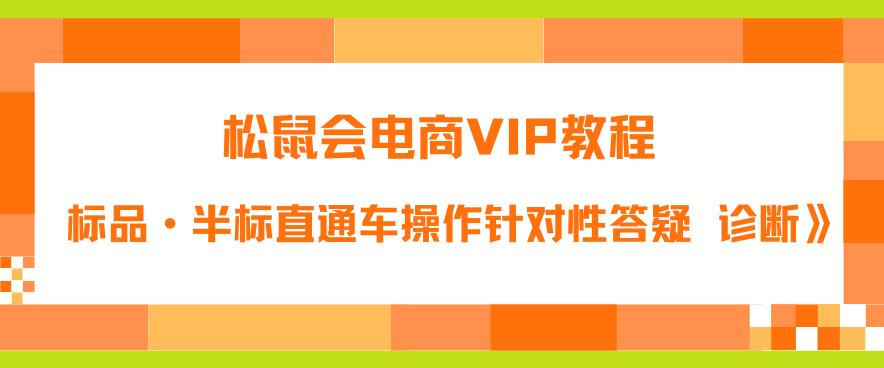 松鼠会电商VIP教程：松鼠《付费推广标品·半标直通车操作针对性答疑&诊断》-52资源库