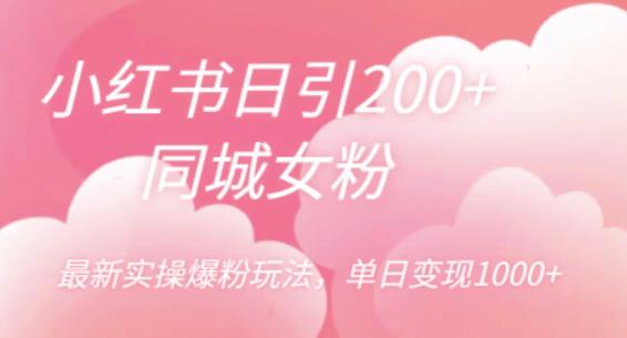 小红书日引200+同城女粉，最新实操爆粉玩法，单日变现1000+【揭秘】-52资源库