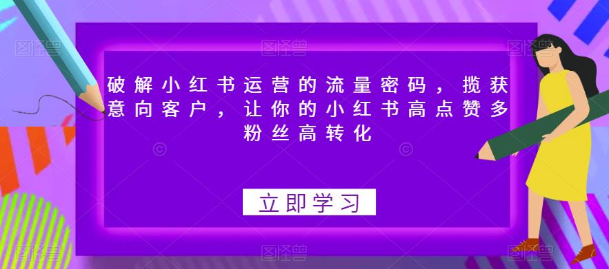 破解小红书运营的流量密码，揽获意向客户，让你的小红书高点赞多粉丝高转化-52资源库