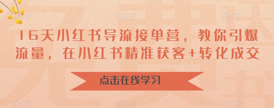 16天小红书导流接单营，教你引爆流量，在小红书精准获客+转化成交-52资源库