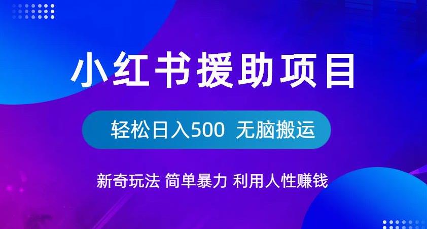 小红书援助项目新奇玩法，简单暴力，无脑搬运轻松日入500【揭秘】-52资源库