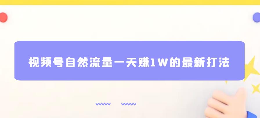 视频号自然流量一天赚1W的最新打法，基本0投资【揭秘】-52资源库