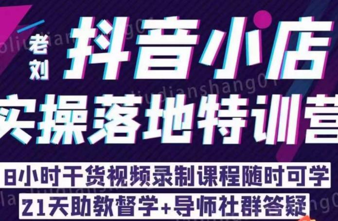 老刘·抖店商品卡流量，​抖音小店实操落地特训营，8小时干货视频录制课程随时可学-52资源库