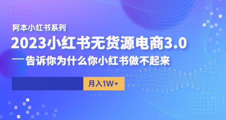 阿本小红书无货源电商3.0，告诉你为什么你小红书做不起来-52资源库