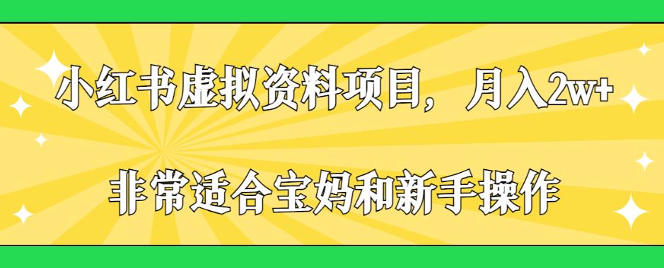 小红书虚拟资料项目，月入2w+，非常适合宝妈和新手操作【揭秘】-52资源库