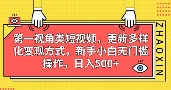 第一视角类短视频，更新多样化变现方式，新手小白无门槛操作，日入500+【揭秘】-52资源库