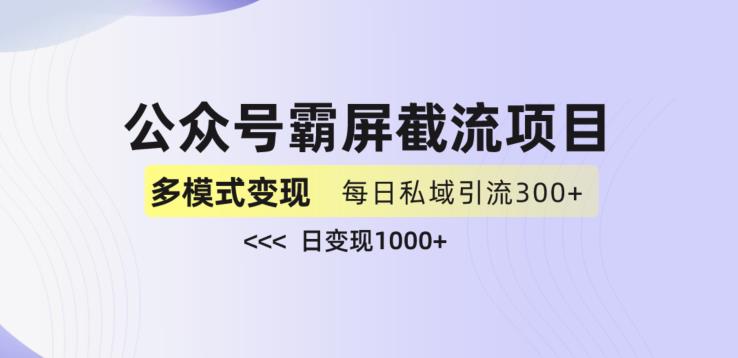 公众号霸屏截流项目+私域多渠道变现玩法，全网首发，日入1000+【揭秘】-52资源库