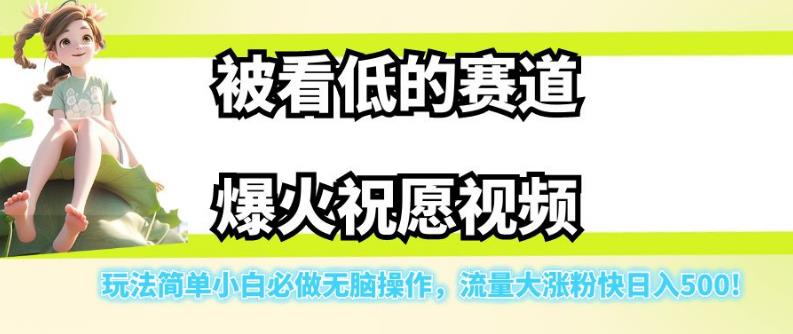 被看低的赛道爆火祝愿视频，玩法简单小白必做无脑操作，流量大涨粉快日入500-52资源库