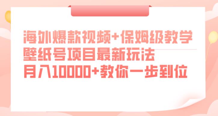 海外爆款视频+保姆级教学，壁纸号项目最新玩法，月入10000+教你一步到位【揭秘】-52资源库