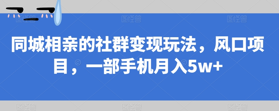 同城相亲的社群变现玩法，风口项目，一部手机月入5w+【揭秘】-52资源库