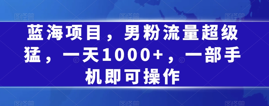 蓝海项目，男粉流量超级猛，一天1000+，一部手机即可操作【揭秘】-52资源库