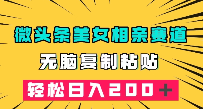 微头条冷门美女相亲赛道，无脑复制粘贴，轻松日入200＋【揭秘】-52资源库