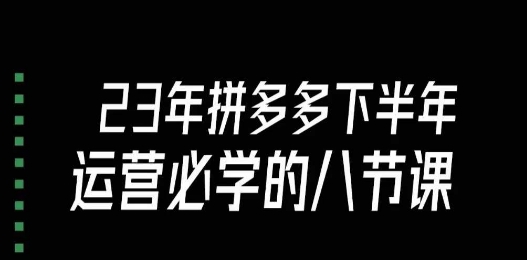 大牙·23年下半年拼多多运营必学的八节课（18节完整）-52资源库