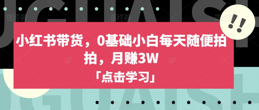 小红书带货，0基础小白每天随便拍拍，月赚3W【揭秘】-52资源库