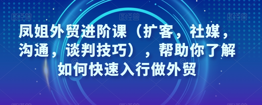 凤姐外贸进阶课（扩客，社媒，沟通，谈判技巧），帮助你了解如何快速入行做外贸-52资源库