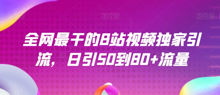 全网最干的B站视频独家引流，日引50到80+流量【揭秘】-52资源库