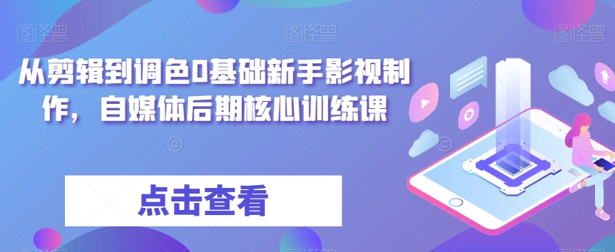 从剪辑到调色0基础新手影视制作，自媒体后期核心训练课-52资源库