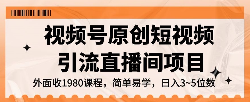 视频号原创短视频引流直播间项目，日入3~5五位数【揭秘】-52资源库