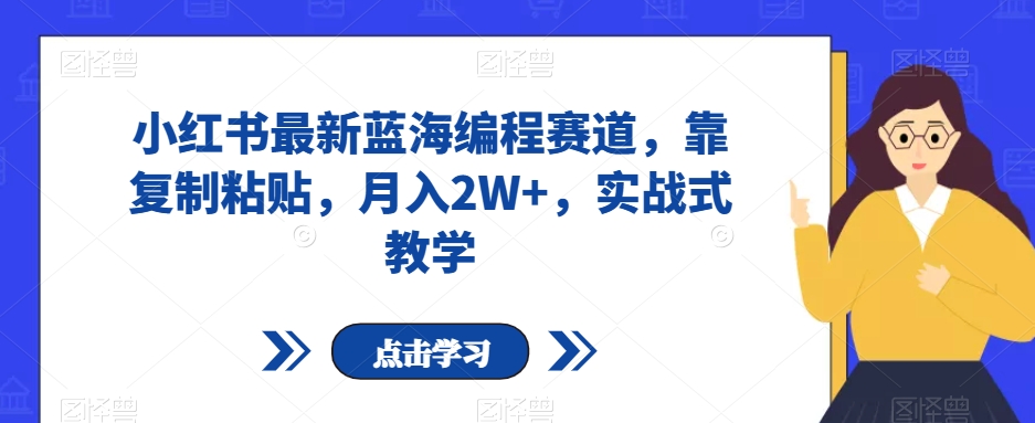 小红书最新蓝海编程赛道，靠复制粘贴，月入2W+，实战式教学【揭秘】-52资源库