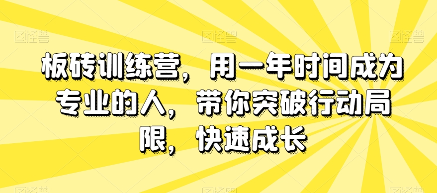 板砖训练营，用一年时间成为专业的人，带你突破行动局限，快速成长-52资源库