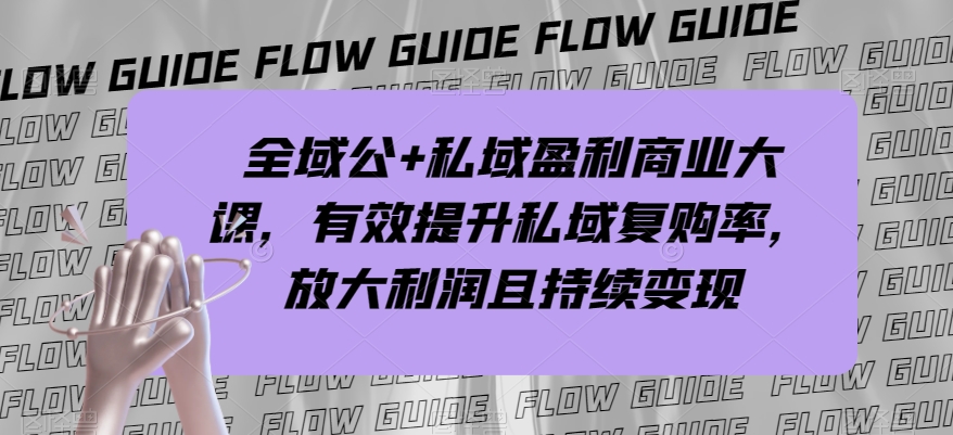 全域公+私域盈利商业大课，有效提升私域复购率，放大利润且持续变现-52资源库