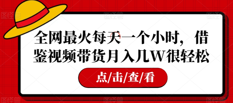 全网最火每天一个小时，借鉴视频带货月入几W很轻松【揭秘】-52资源库