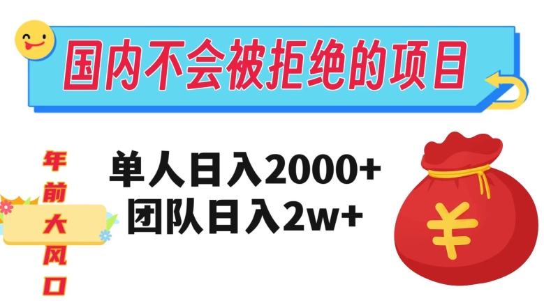 在国内不怕被拒绝的项目，单人日入2000，团队日入20000+【揭秘】-52资源库