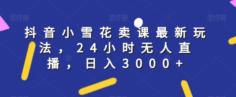 抖音小雪花卖课最新玩法，24小时无人直播，日入3000+【揭秘】-52资源库