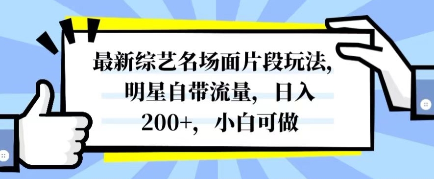 最新综艺名场面片段玩法，明星自带流量，日入200+，小白可做【揭秘】-52资源库