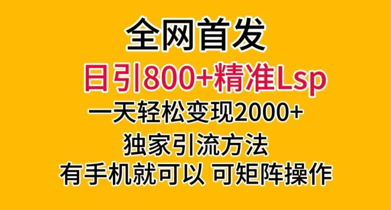 全网首发！日引800+精准老色批，一天变现2000+，独家引流方法，可矩阵操作【揭秘】-52资源库