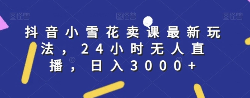 抖音小雪花卖课最新玩法，24小时无人直播，日入3000+【揭秘】-52资源库