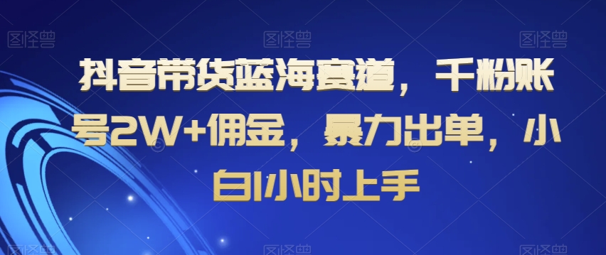 抖音带货蓝海赛道，千粉账号2W+佣金，暴力出单，小白1小时上手【揭秘】-52资源库