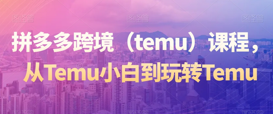 拼多多跨境（temu）课程，从Temu小白到玩转Temu-52资源库