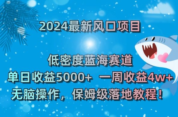 2024最新风口项目，低密度蓝海赛道，单日收益5000+，一周收益4w+！【揭秘】-52资源库