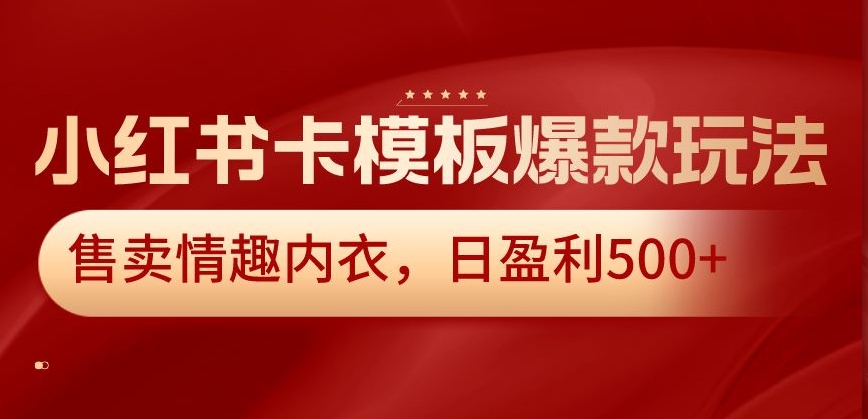 小红书卡模板爆款玩法，售卖情趣内衣，日盈利500+【揭秘】-52资源库