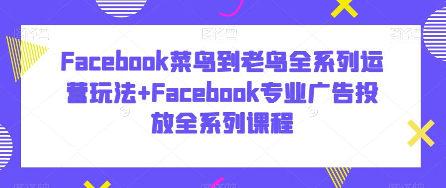 Facebook菜鸟到老鸟全系列运营玩法+Facebook专业广告投放全系列课程-52资源库