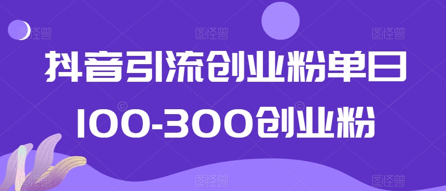 抖音引流创业粉单日100-300创业粉【揭秘】-52资源库